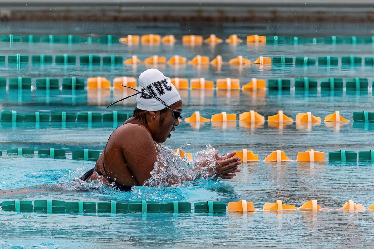 Mariane Avila breaks through the current at Valley College Aquatic Center.