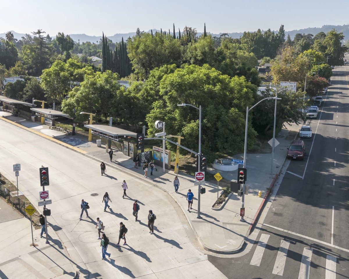 The Valley College Station on the corner of Burbank Boulevard and Fulton Avenue serves as one of the many transportation hubs for students on campus.