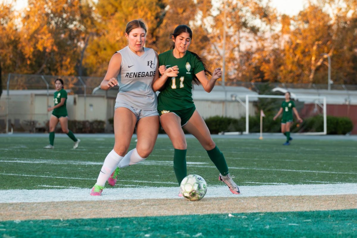Valley’s Desiree Monge battles for the ball in a home contest Tuesday against the Renegades.